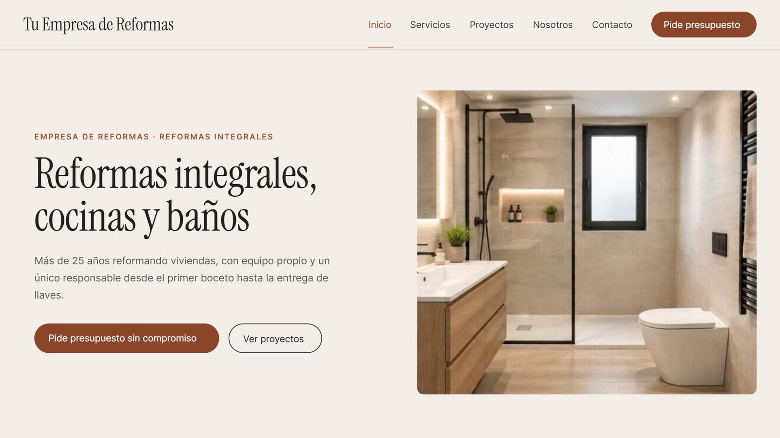 Ejemplo de página web para empresa de reformas diseñada por REFORMYX